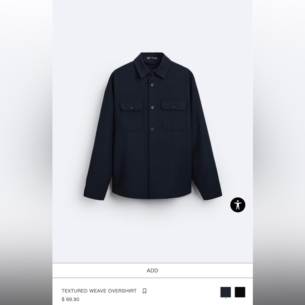 ZARA // Buttoned Overshirt // Navy Blue // Size Large